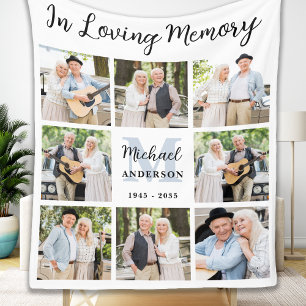 Memorial Custom 8 Foto Collage in Love Memory Fleecedecke