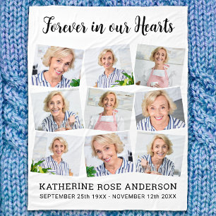 Memorial Custom 9 Foto für immer in unserem Herzen Fleecedecke