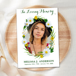 Memorial Daisy Floral Beileid Foto Beerdigung Dankeskarte