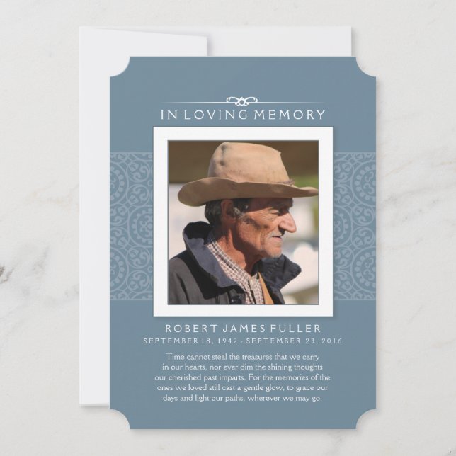 Memorial Dankeschön Royal Blue Foto Einladung (Vorderseite)