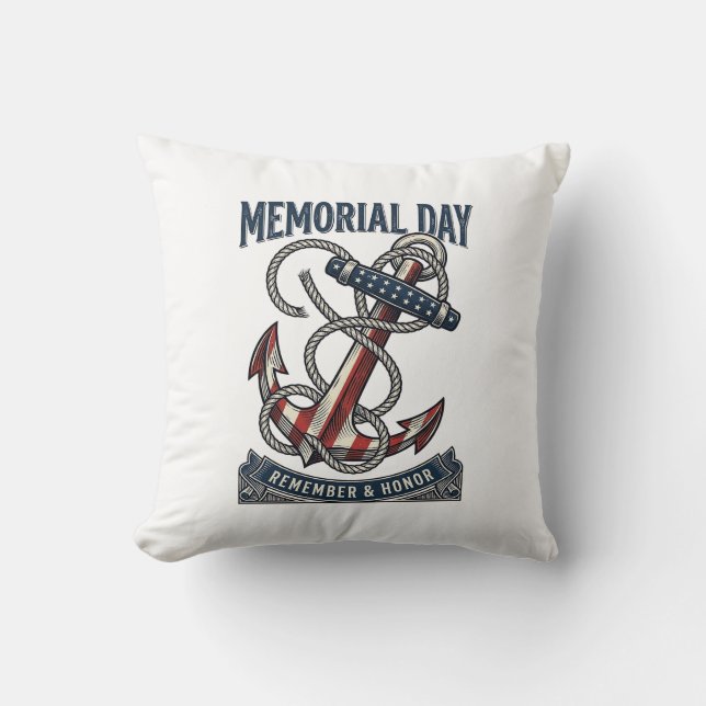 Memorial Day Anchor Remember Honor Vintage Shirt_1 Kissen (Vorderseite)