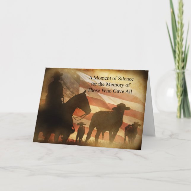 Memorial Day Card ein Moment des Stillen Cowboy Karte (Vorderseite)