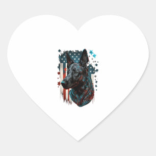 Memorial Day Dutch Shepherd American Flag USA 4. Herz-Aufkleber