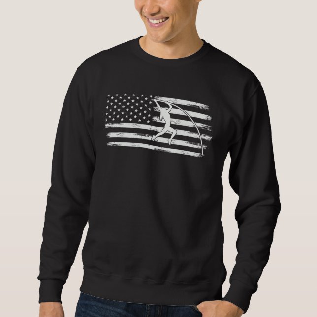 Memorial Day pole vaulter sport usa flag Sweatshirt (Vorderseite)