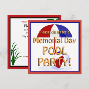 Memorial Day Pool Party Einladung