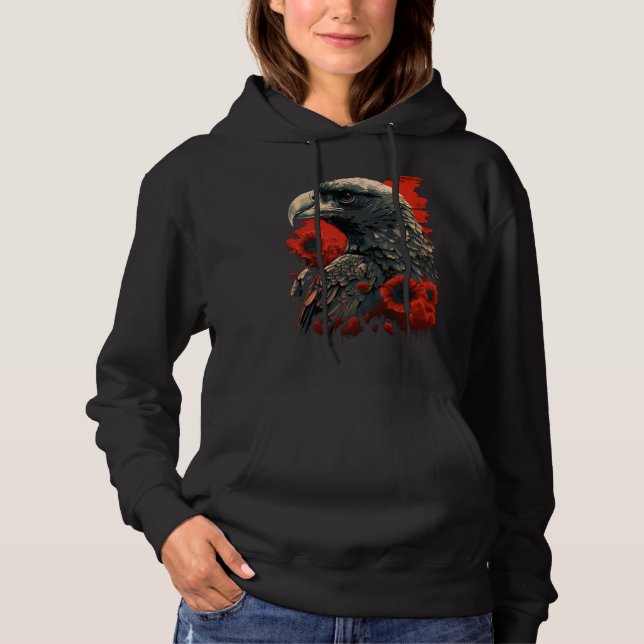 Memorial Day Red Poppy Flower Eagle USA Flag 4th o Hoodie (Vorderseite)