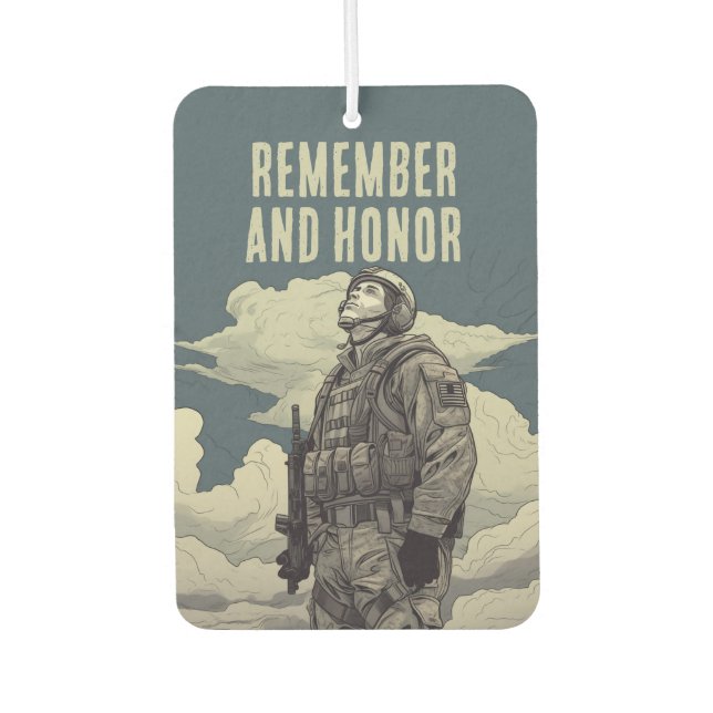 Memorial Day Soldier Clouds Remember and Honor Autolufterfrischer (Vorderseite)