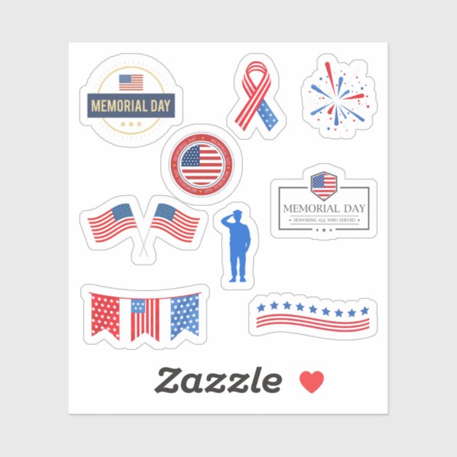 Memorial Day Stickers Aufkleber (Blatt)