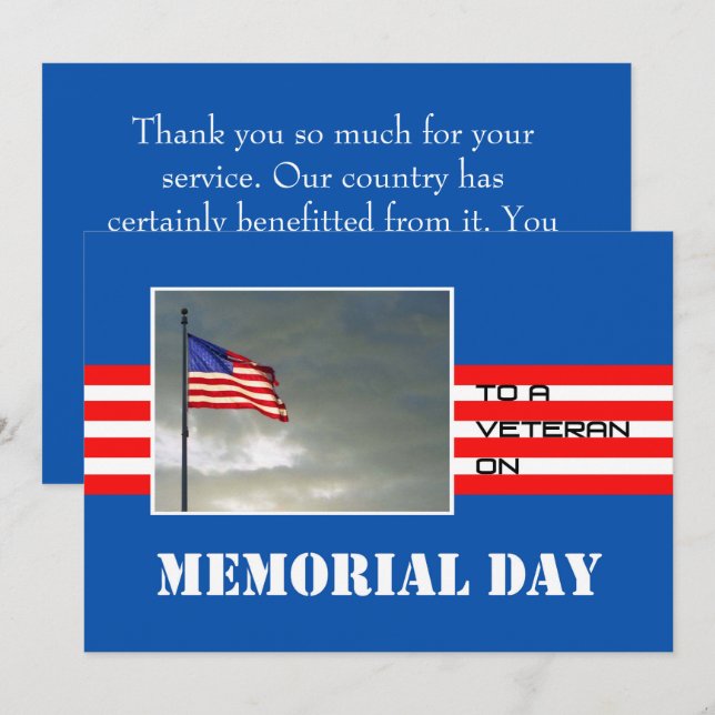 Memorial Day Thank You greeting to a Veteran Karte (Vorne/Hinten)