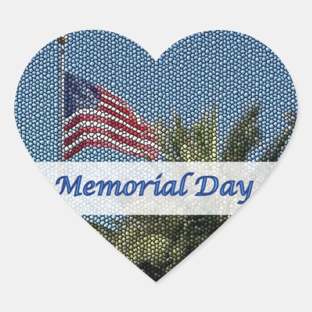 Memorial Day USA Flag Palm Tree Heart Sticker (Vorderseite)