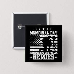 Memorial Day Vintag Design Veterans Day USA Flag Button