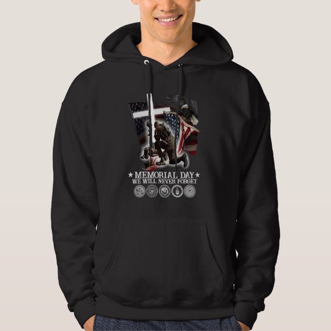 Memorial Day We Will Never Forget Veteran Hoodie (Vorderseite)