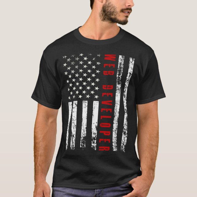 Memorial Day web developer usa flag T-Shirt (Vorderseite)