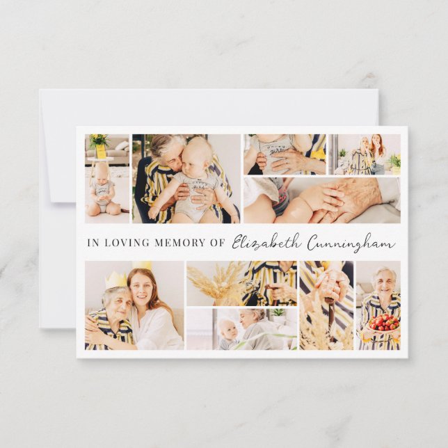 Memorial Einfache Minimalistisch Moderne 10 FotoCo Dankeskarte (Vorderseite)