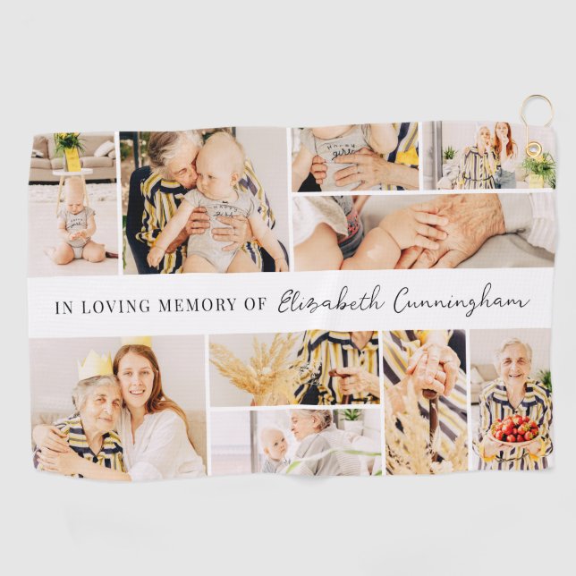 Memorial Einfache Minimalistisch Moderne 10 FotoCo Golfhandtuch (Horizontal)