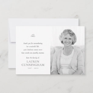 Memorial Einfaches Minimalistisches modernes Foto Dankeskarte