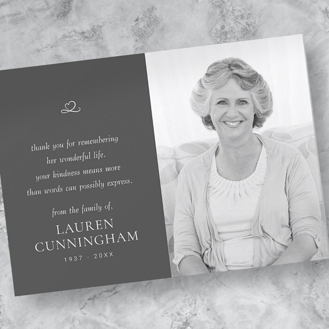 Memorial Einfaches Minimalistisches modernes Foto Dankeskarte (Von Creator hochgeladen)