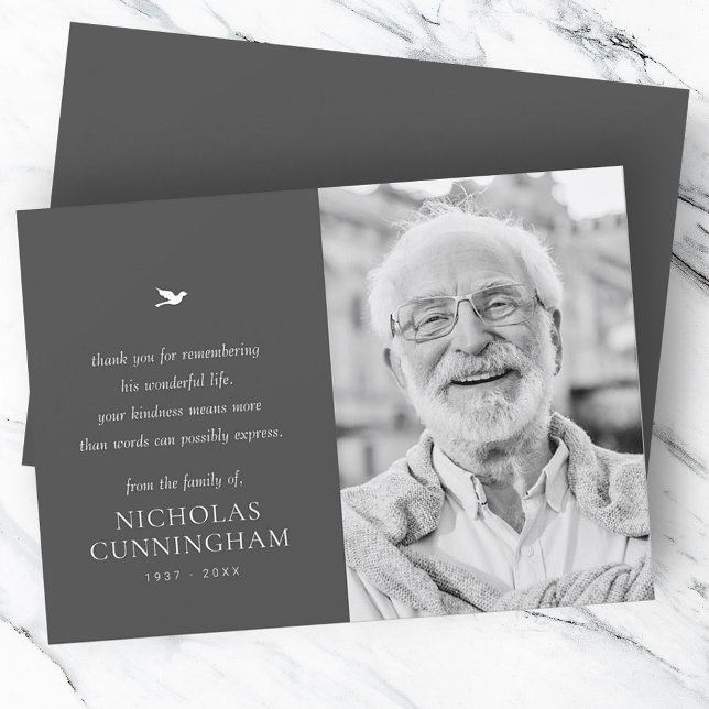 Memorial Einfaches Minimalistisches modernes Foto Dankeskarte (Von Creator hochgeladen)
