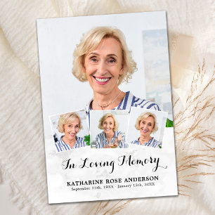 Memorial Elegante 4 Foto Collage Beerdigung Beilei Dankeskarte