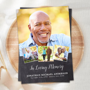 Memorial Elegante 4 Foto Collage Beileid Beerdigun Dankeskarte