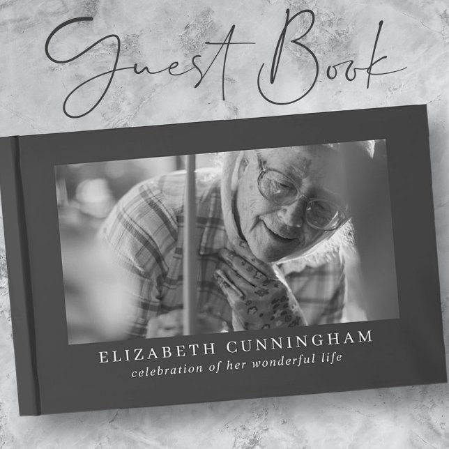 Memorial Elegante Modern Simple Custom Two Foto Gästebuch (Von Creator hochgeladen)