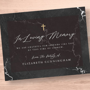 Memorial Elegante Schwarz-Weiß Einfache Imitate Kr Dankeskarte