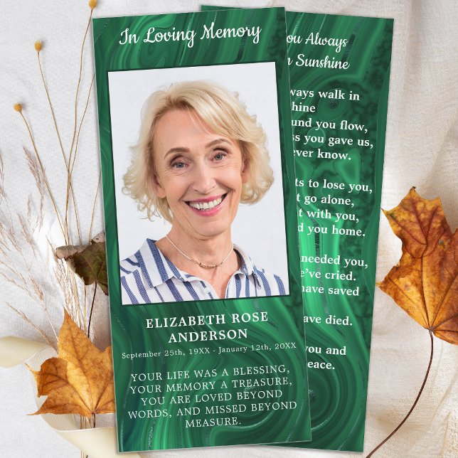 Memorial Emerald Green Beerdigung Gebet-Karte Foto (Von Creator hochgeladen)