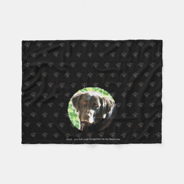 Memorial-Fleece hinzufügen 1 Foto- und Textpawprin Fleecedecke (Vorderseite (Horizontal))