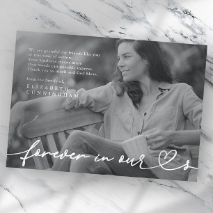 Memorial Forever hört einfaches modernes Foto Dankeskarte