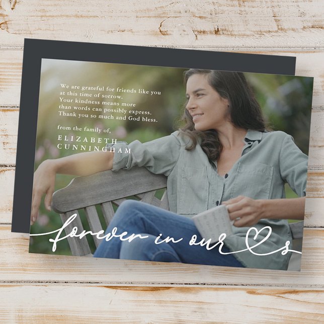 Memorial Forever hört einfaches modernes Foto Dankeskarte (Von Creator hochgeladen)