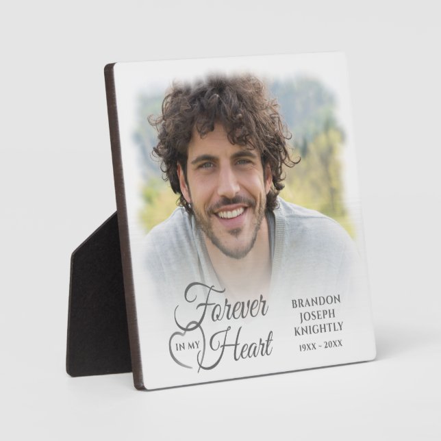 Memorial FOREVER IN MEINEM HERZEN Foto Keepake Fotoplatte (Vorderseite)