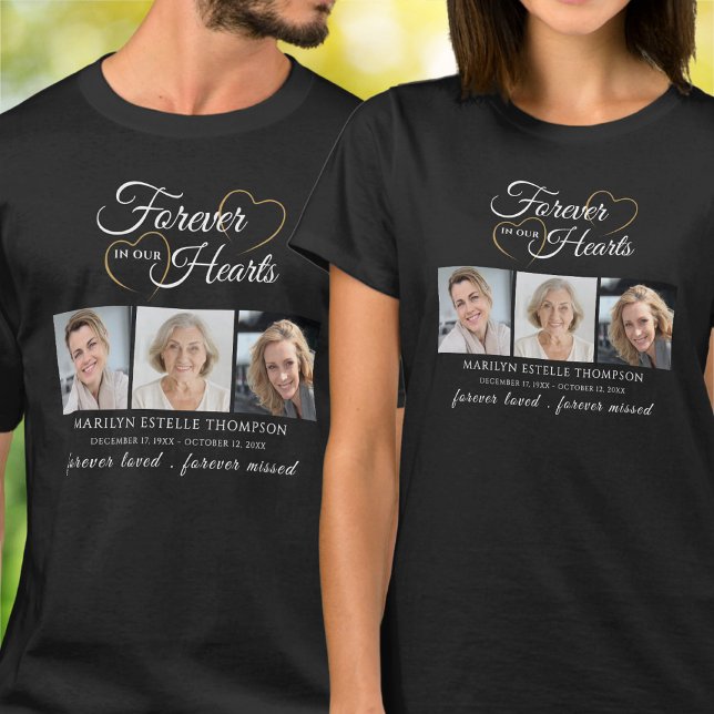 Memorial Forever In Our Hearts 3 Photo Remembrance T-Shirt (Von Creator hochgeladen)