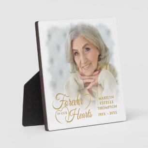 Memorial FOREVER IN UNSEREN HERZEN 2 Fotos Gold Fotoplatte