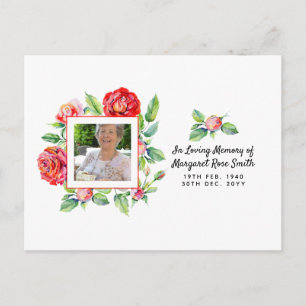 Memorial FOTO Ankündigung Bereavement Rose Postkarte