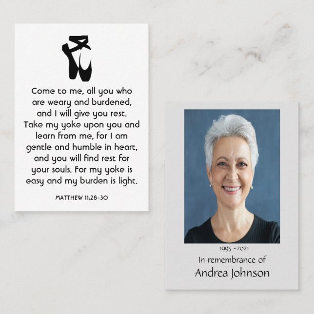 Memorial Foto Ballet Slippers Tänzerin Visitenkarte (Vorne/Hinten)