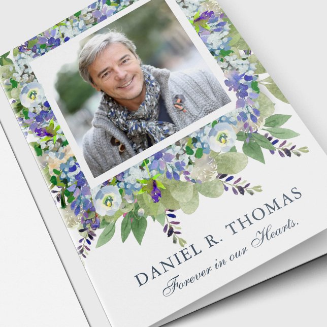 Memorial Foto Beileid Beerdigung Danke Karten (Forever in our Hearts Watercolor Floral Sympathy Memorial Funeral Thank You Card)