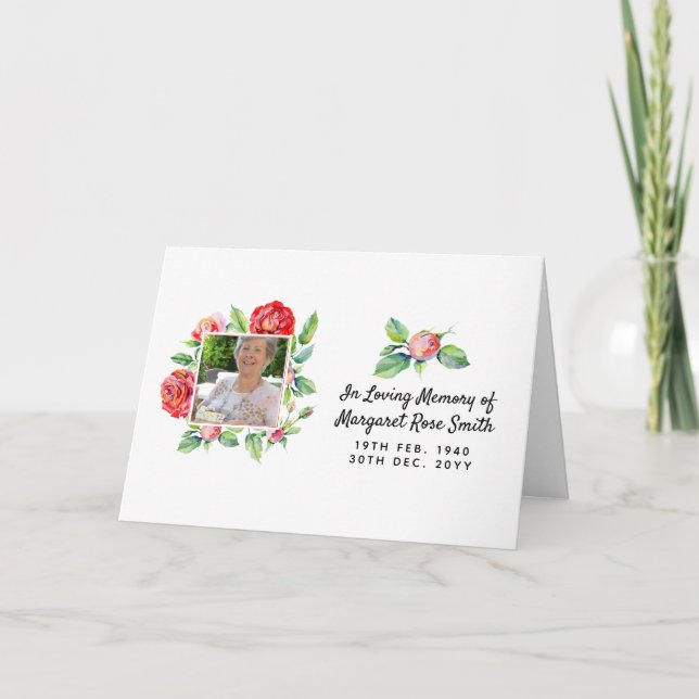 Memorial FOTO Card Beileid Sorry Loss Rose Karte (Vorderseite)