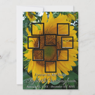 Memorial Foto Collage Herzstück auf Sonnenblumen F Einladung