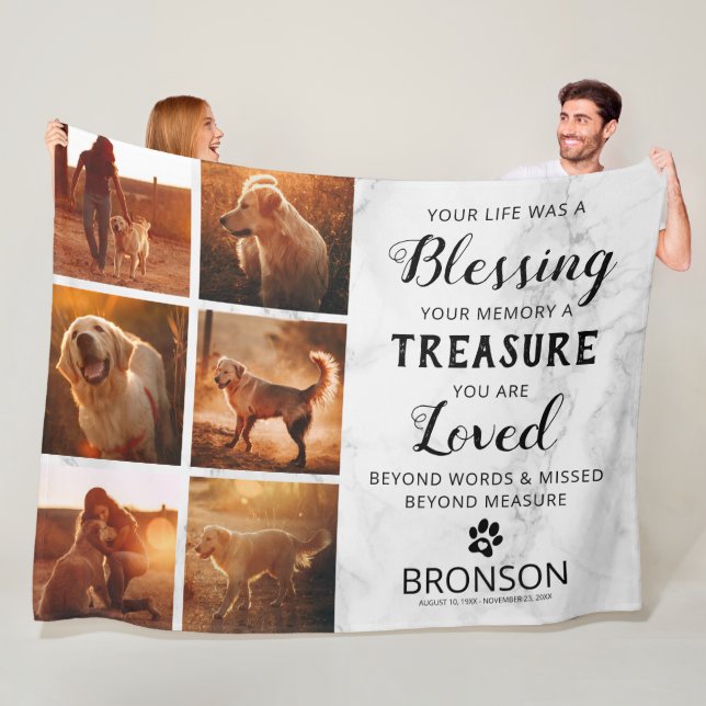 Memorial Foto Collage zum Verlust von Haustieren Fleecedecke (Beispiel)