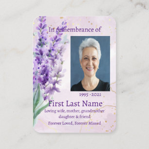 Memorial Foto Custom Lavender Garten Blume Visitenkarte