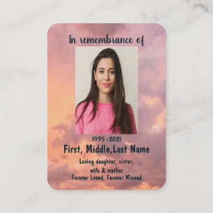 Memorial Foto Gebet Christlich Himmlisch Sky Visitenkarte