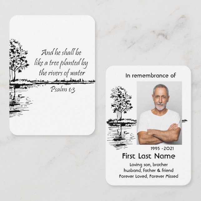Memorial Foto Gebet Christlich Psalm 1:3 Visitenkarte (Vorne/Hinten)