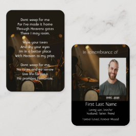 Memorial Foto Gebet Drummer Drums Band Christlich Visitenkarte