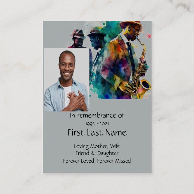 Memorial Foto Gebet Jazz Band Music Visitenkarte (Rückseite)