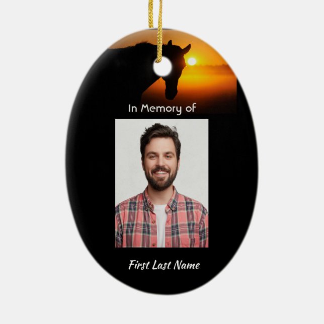 Memorial Foto Gebet Pferde Western Keramik Ornament (Hinten)