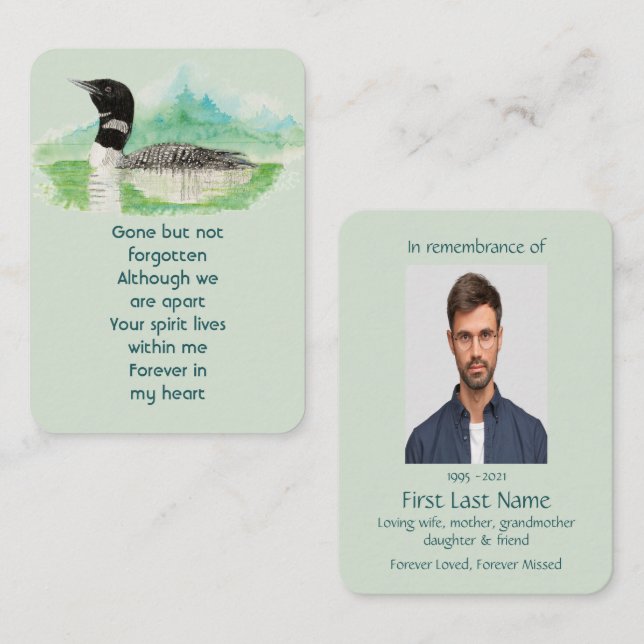 Memorial Foto Gebet Wasserfarbe Gemeinsamer Loon B Visitenkarte (Vorne/Hinten)