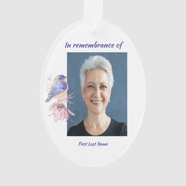 Memorial Foto Geem Bluebird Garden Bird Ornament (Rückseite)