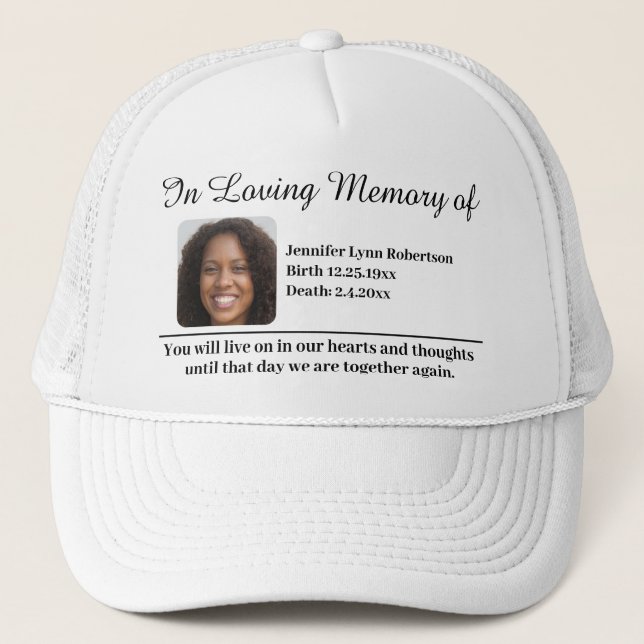 Memorial Foto hinzufügen Truckerkappe (Vorderseite)