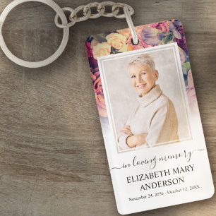 Memorial Foto in Love Memory Moody floral Schlüsselanhänger