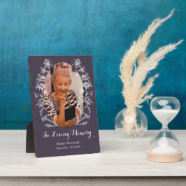 Memorial Foto Plaque Vintag Illustration Blume Fotoplatte